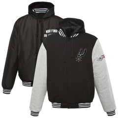 San Antonio Spurs JH Design 2014 NBA Finals Fleece Full-Zip Varsity Jacket Black - NBA