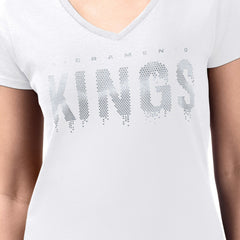 Sacramento Kings G-III 4Her by Carl Banks Women's Super-Slim-Fit Metallic Drop Lightweight V-Neck T-Shirt White - NBA