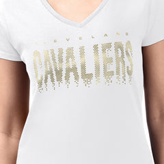 Cleveland Cavaliers G-III 4Her by Carl Banks Women's Super-Slim-Fit Metallic Drop Lightweight V-Neck T-Shirt White - NBA