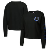 Indianapolis Colts New Era Women's Sport Night Thermal Long Sleeve Cropped T-Shirt Black | NFL
