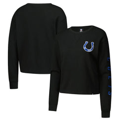 Indianapolis Colts New Era Women's Sport Night Thermal Long Sleeve Cropped T-Shirt Black | NFL