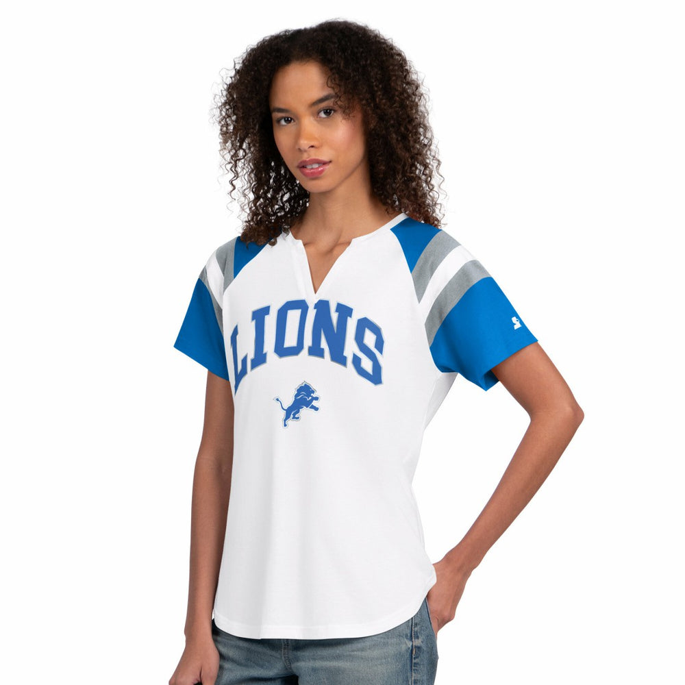 Detroit Lions Starter Women's Game On Notch Neck T-Shirt White | NFL