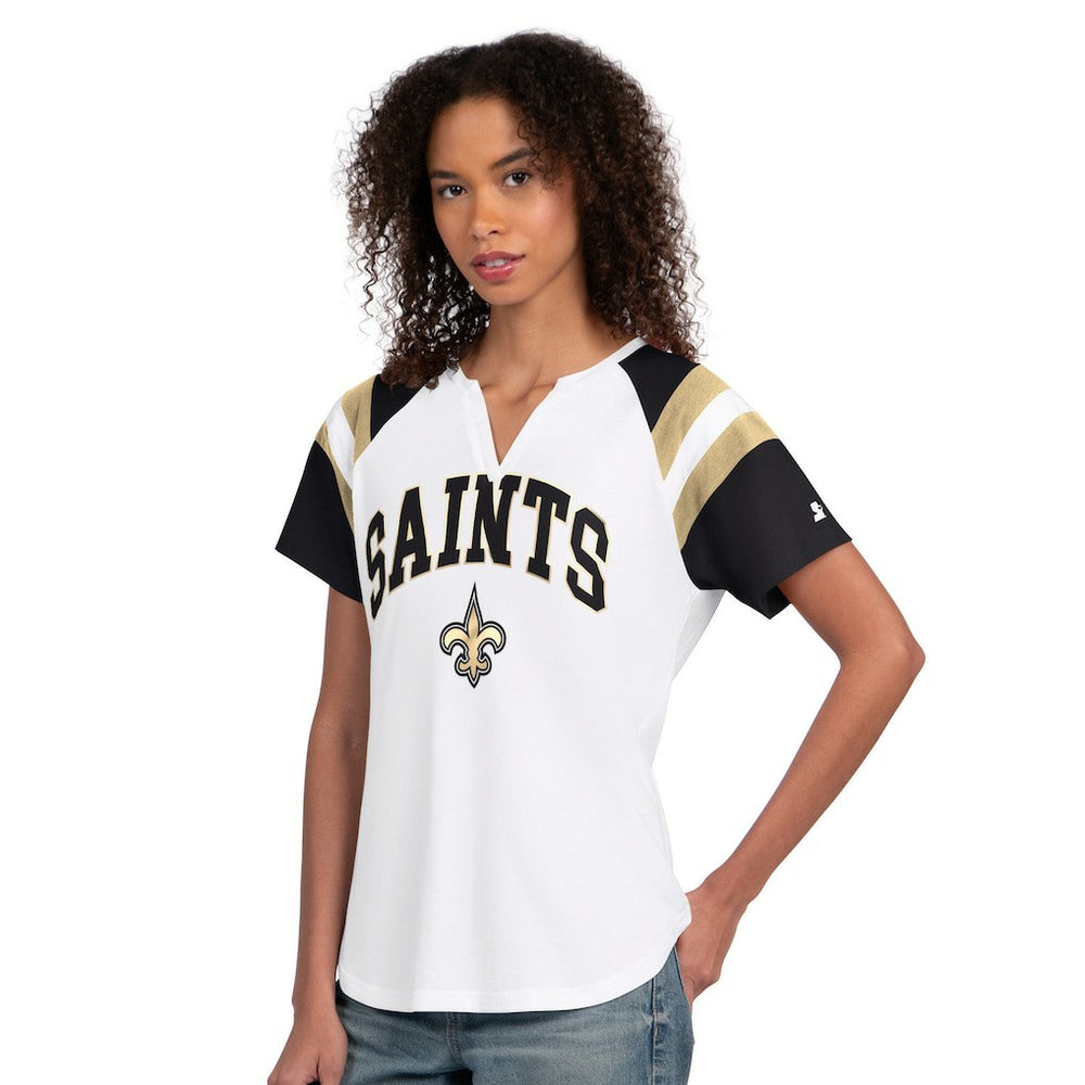 New Orleans Saints Starter Women's Game On Notch Neck T-Shirt White | NFL