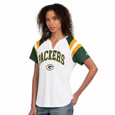 Green Bay Packers Starter Women's Game On Notch Neck T-Shirt White | NFL