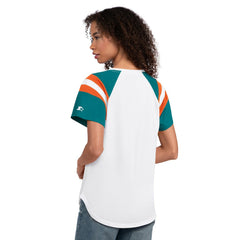 Miami Dolphins Starter Women's Game On Notch Neck T-Shirt White | NFL
