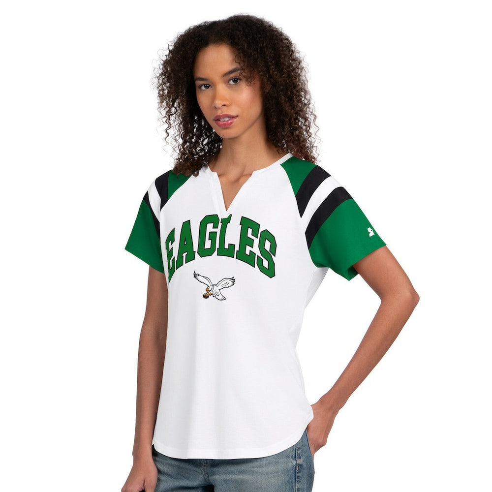 Philadelphia Eagles Starter Women's Game On Notch Neck T-Shirt White | NFL