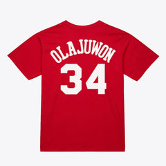 Hakeem Olajuwon Houston Rockets Unisex Hardwood Classics Name & Number T-Shirt Red - NBA