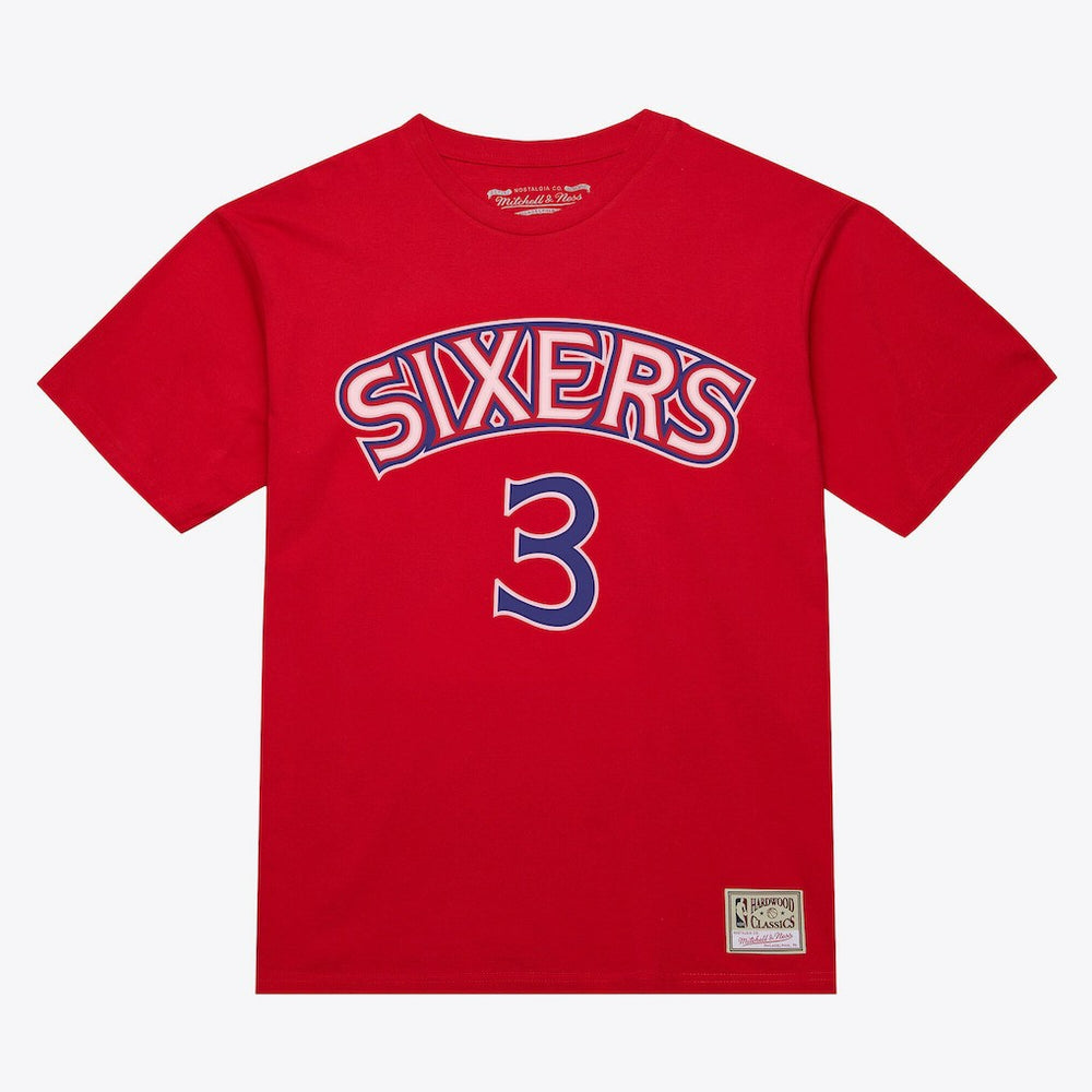 Allen Iverson Philadelphia 76ers Unisex Hardwood Classics Name & Number T-Shirt Red - NBA