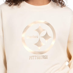 Pittsburgh Steelers Starter Women's Travel Pastels Boxy Fleece Sweatshirt Cream | NFL