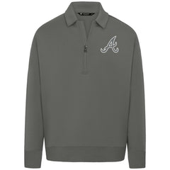 Atlanta Braves Levelwear Luxe Signature Quarter-Zip Chenille Logo Tri-Blend Sweatshirt - MLB