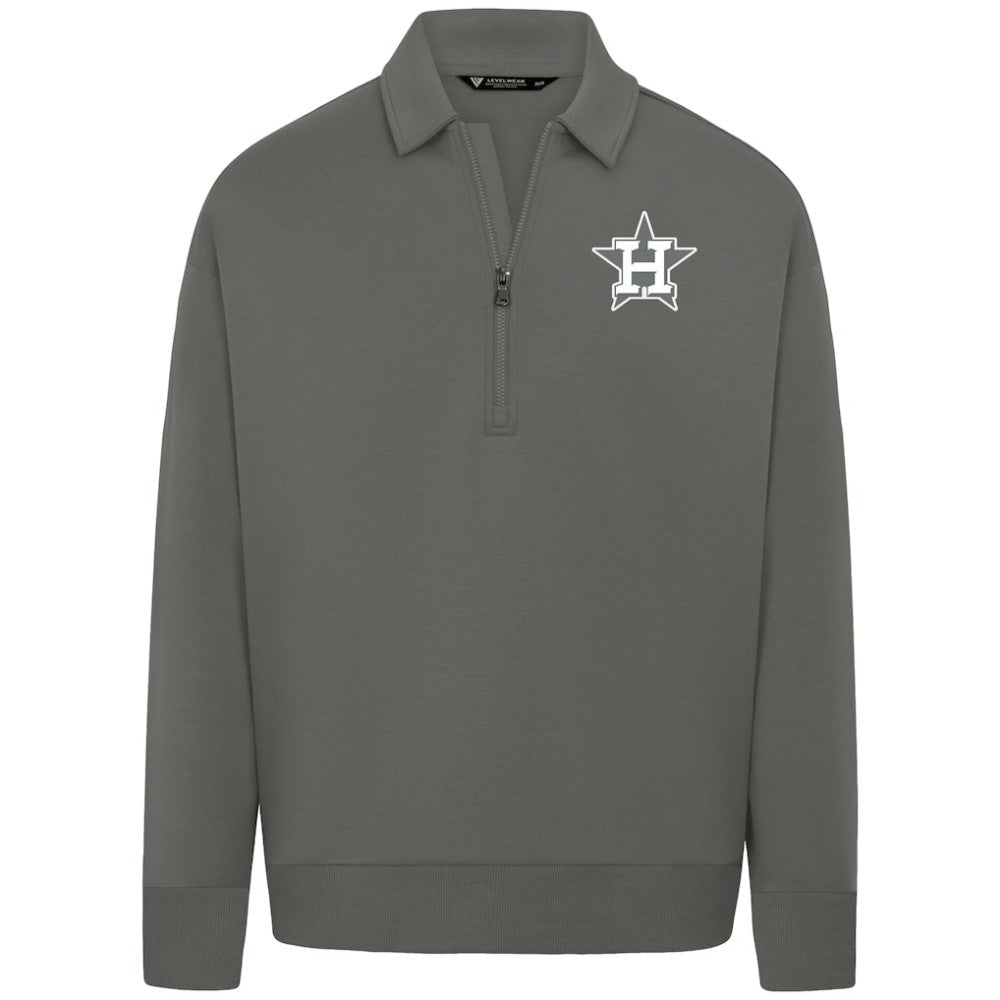 Houston Astros Levelwear Luxe Signature Quarter-Zip Chenille Logo Tri-Blend Sweatshirt - MLB