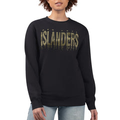 New York Islanders G-III 4Her by Carl Banks Women's Metallic Drop Printed Fleece Sweatshirt - Black - NHL