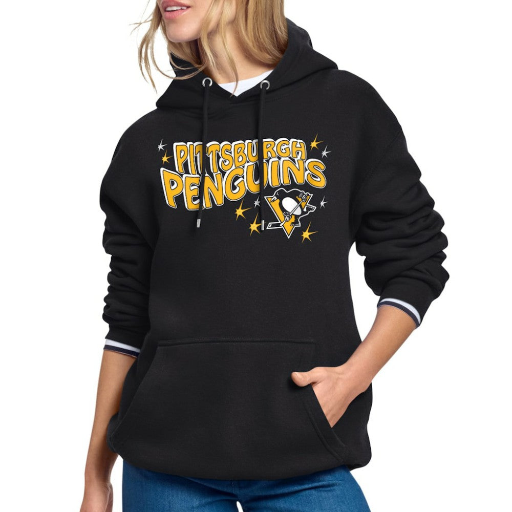 Pittsburgh Penguins Starter Women's Fireworks Fleece Hoodie - Black - NHL