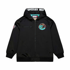 Memphis Grizzlies Hardwood Classics Nights Walk the Tunnel Satin Bomber Full-Snap Hooded Jacket Black - NBA