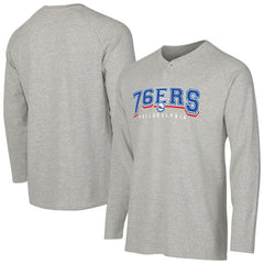 Philadelphia 76ers Concepts Sport Hawthorn Thermal Knit Long Sleeve Henley T-Shirt Gray - NBA