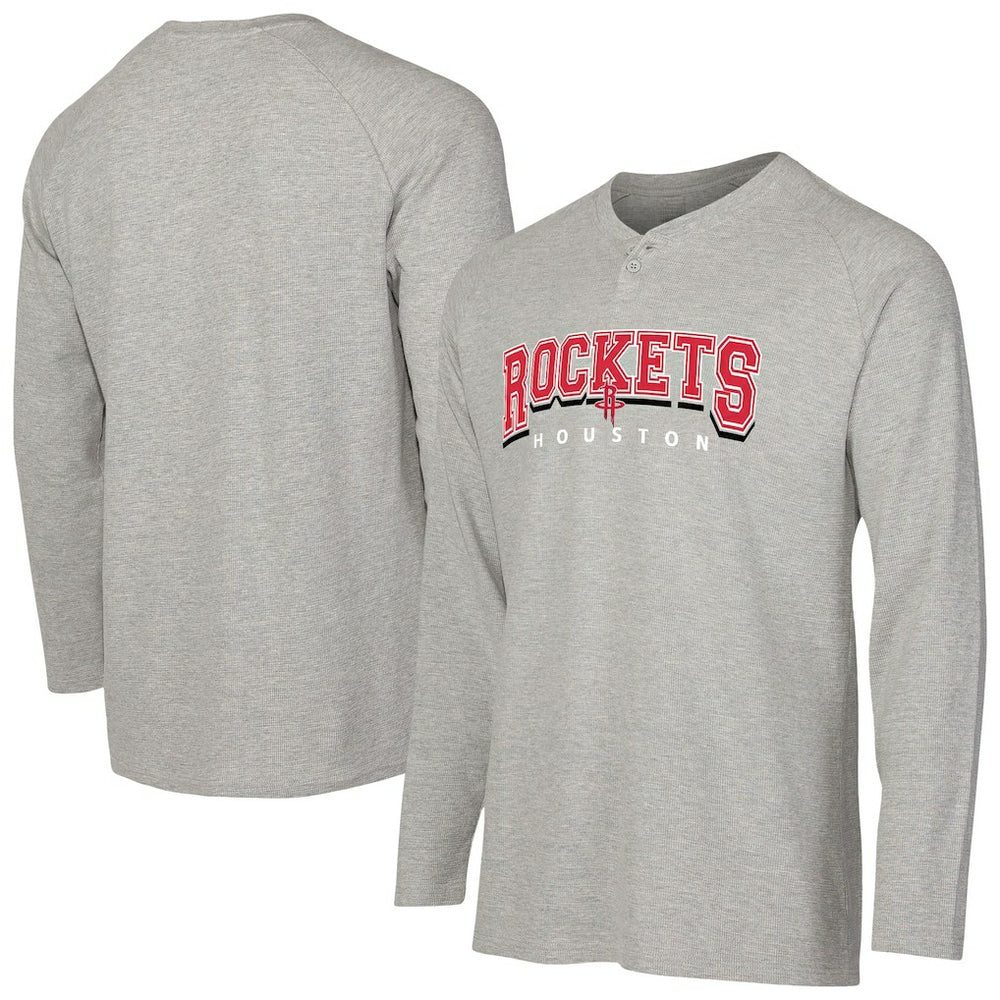 Houston Rockets Concepts Sport Hawthorn Thermal Knit Long Sleeve Henley T-Shirt Gray - NBA