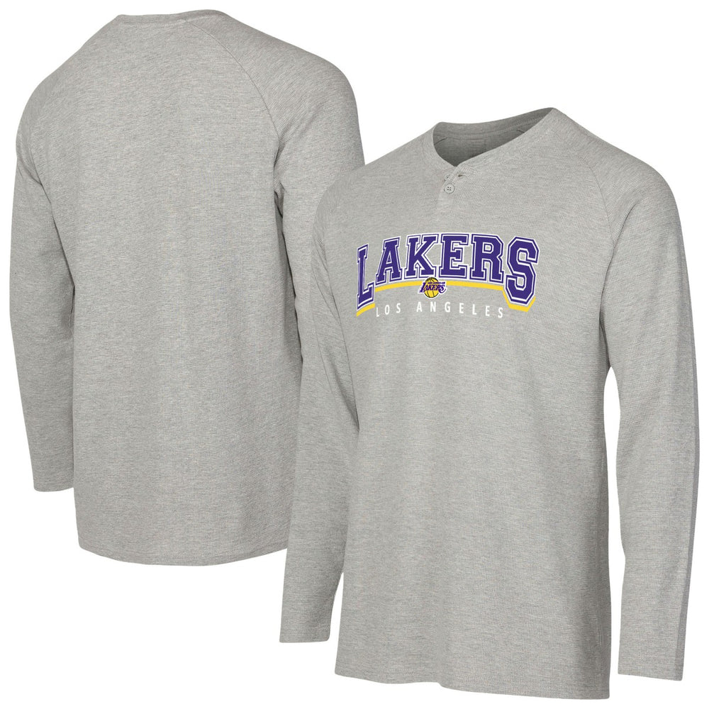 Los Angeles Lakers Concepts Sport Hawthorn Thermal Knit Long Sleeve Henley T-Shirt Gray - NBA