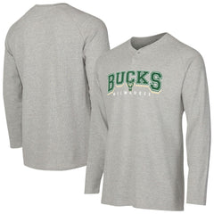 Milwaukee Bucks Concepts Sport Hawthorn Thermal Knit Long Sleeve Henley T-Shirt Gray - NBA