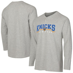 New York Knicks Concepts Sport Hawthorn Thermal Knit Long Sleeve Henley T-Shirt Gray - NBA