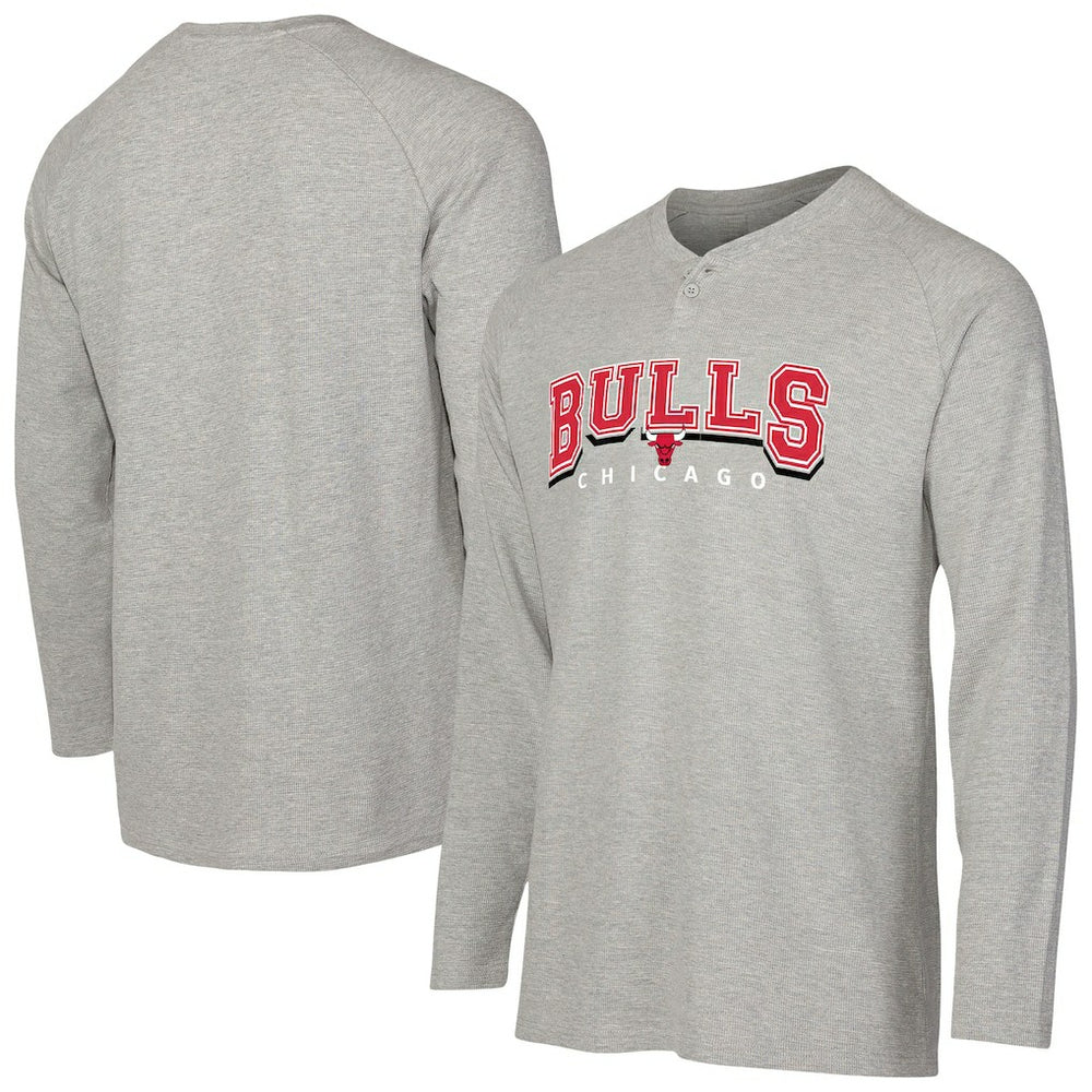 Chicago Bulls Concepts Sport Hawthorn Thermal Knit Long Sleeve Henley T-Shirt Gray - NBA