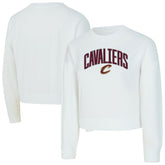 Cleveland Cavaliers Concepts Sport Women's Laney Chenille Cropped Long Sleeve T-Shirt White - NBA