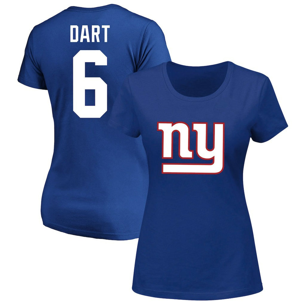 Jaxson Dart New York Giants Women's Plus Size Name & Number Scoop Neck T-Shirt Royal | Fanatics