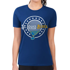 St. Louis Blues G-III 4Her by Carl Banks Women's Super-Slim Lightweight Pinstripe Circle Graphic T-Shirt - Royal - NHL