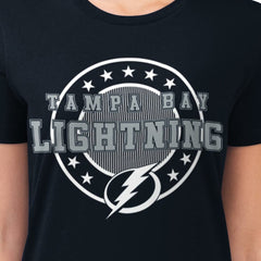 Tampa Bay Lightning G-III 4Her by Carl Banks Women's Super-Slim Lightweight Pinstripe Circle Graphic T-Shirt - Navy - NHL
