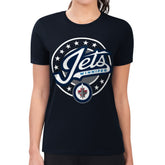 Winnipeg Jets G-III 4Her by Carl Banks Women's Super-Slim Lightweight Pinstripe Circle Graphic T-Shirt - Navy - NHL