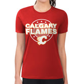Calgary Flames G-III 4Her by Carl Banks Women's Super-Slim Lightweight Pinstripe Circle Graphic T-Shirt - Red - NHL