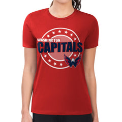 Washington Capitals G-III 4Her by Carl Banks Women's Super-Slim Lightweight Pinstripe Circle Graphic T-Shirt - Red - NHL