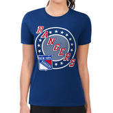 New York Rangers G-III 4Her by Carl Banks Women's Super-Slim Lightweight Pinstripe Circle Graphic T-Shirt - Royal - NHL