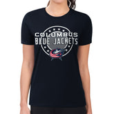 Columbus Blue Jackets G-III 4Her by Carl Banks Women's Super-Slim Lightweight Pinstripe Circle Graphic T-Shirt - Navy - NHL