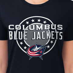 Columbus Blue Jackets G-III 4Her by Carl Banks Women's Super-Slim Lightweight Pinstripe Circle Graphic T-Shirt - Navy - NHL