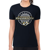 Nashville Predators G-III 4Her by Carl Banks Women's Super-Slim Lightweight Pinstripe Circle Graphic T-Shirt - Navy - NHL