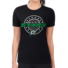 Dallas Stars G-III 4Her by Carl Banks Women's Super-Slim Lightweight Pinstripe Circle Graphic T-Shirt - Black - NHL