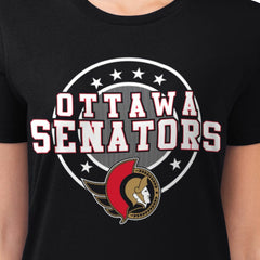 Ottawa Senators G-III 4Her by Carl Banks Women's Super-Slim Lightweight Pinstripe Circle Graphic T-Shirt - Black - NHL