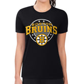 Boston Bruins G-III 4Her by Carl Banks Women's Super-Slim Lightweight Pinstripe Circle Graphic T-Shirt - Black - NHL