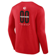 Atlanta Hawks Center Court Name & Number Custom Long Sleeve T-Shirt Red - NBA