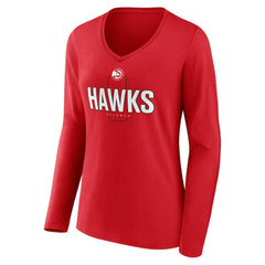 Atlanta Hawks Women's Center Court Name & Number Custom Long Sleeve V-Neck T-Shirt Red - NBA