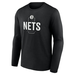 Brooklyn Nets Center Court Name & Number Custom Long Sleeve T-Shirt Black - NBA