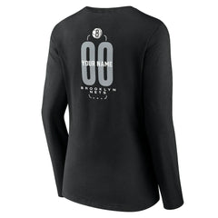 Brooklyn Nets Women's Center Court Name & Number Custom Long Sleeve V-Neck T-Shirt Black - NBA