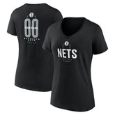 Brooklyn Nets Women's Center Court Name & Number Custom V-Neck T-Shirt Black - NBA