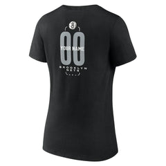 Brooklyn Nets Women's Center Court Name & Number Custom V-Neck T-Shirt Black - NBA