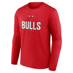 Chicago Bulls Center Court Name & Number Custom Long Sleeve T-Shirt Red - NBA