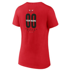 Chicago Bulls Women's Center Court Name & Number Custom V-Neck T-Shirt Red - NBA