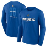 Dallas Mavericks Center Court Name & Number Custom Long Sleeve T-Shirt Blue - NBA