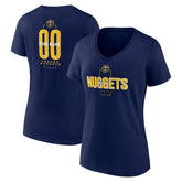 Denver Nuggets Women's Center Court Name & Number Custom V-Neck T-Shirt Navy - NBA