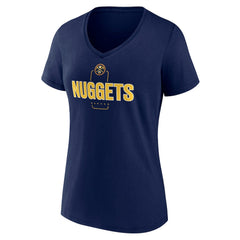 Denver Nuggets Women's Center Court Name & Number Custom V-Neck T-Shirt Navy - NBA