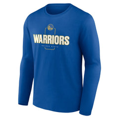 Golden State Warriors Center Court Name & Number Custom Long Sleeve T-Shirt Royal - NBA